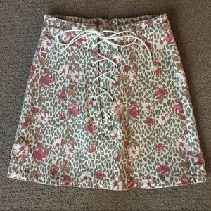 Floral/Animal Print A-Line Tie Up Skirt
